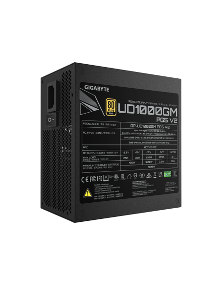 GIGABYTE UD1000GM PG5 V2 Fuente de Alimentación – PCIe Gen 5.1, 80 PLUS Gold, Diseño completamente modular, Ventilador de 120 mm