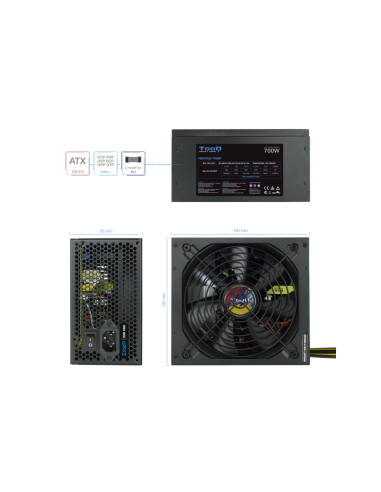 TooQ TQAPOLO-700SP unidad de fuente de alimentación 700 W 20+4 pin ATX ATX Negro