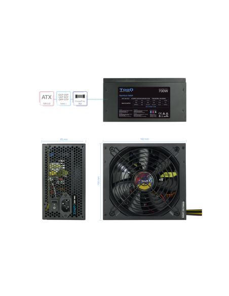 TooQ TQAPOLO-700SP unidad de fuente de alimentación 700 W 20+4 pin ATX ATX Negro