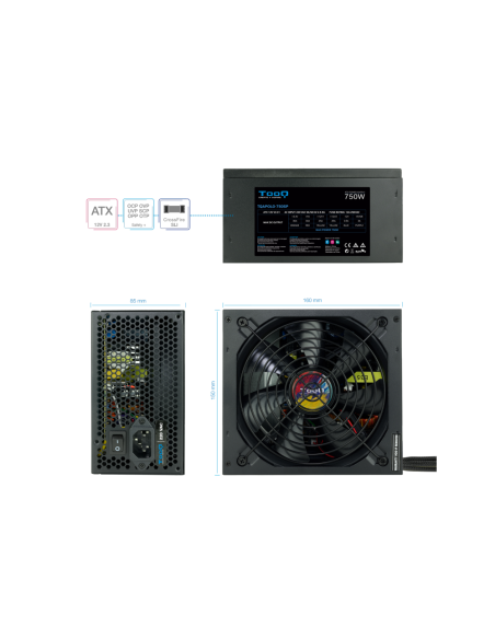 TooQ TQAPOLO-750SP unidad de fuente de alimentación 750 W 20+4 pin ATX ATX Negro