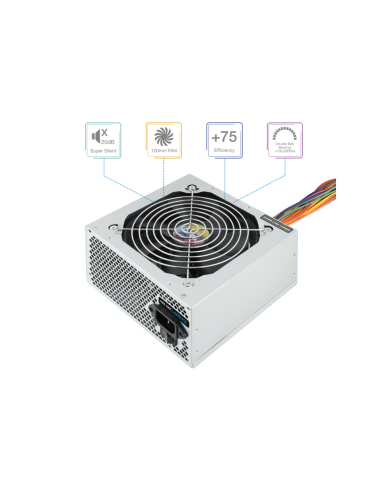 TooQ TQAPOLO-500SP unidad de fuente de alimentación 500 W 20+4 pin ATX ATX Plata