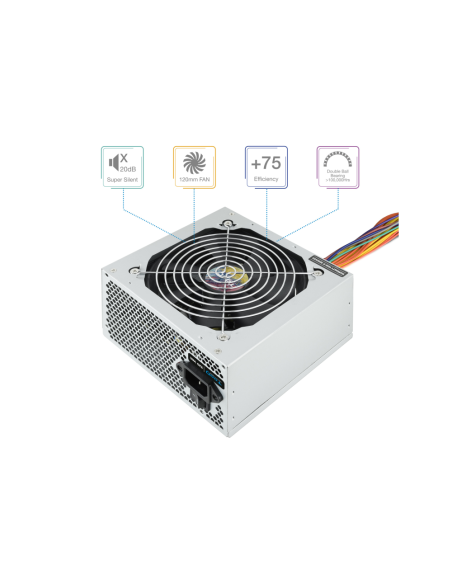 TooQ TQAPOLO-500SP unidad de fuente de alimentación 500 W 20+4 pin ATX ATX Plata