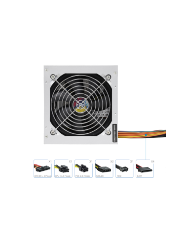 TooQ TQAPOLO-500SP unidad de fuente de alimentación 500 W 20+4 pin ATX ATX Plata