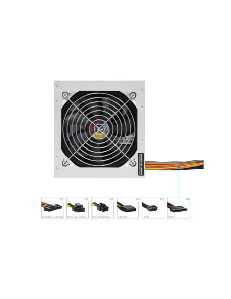 TooQ TQAPOLO-500SP unidad de fuente de alimentación 500 W 20+4 pin ATX ATX Plata