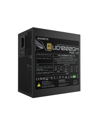 GIGABYTE UD1000GM PG5 V2 Fuente de Alimentación – PCIe Gen 5.1, 80 PLUS Gold, Diseño completamente modular, Ventilador de 120 mm