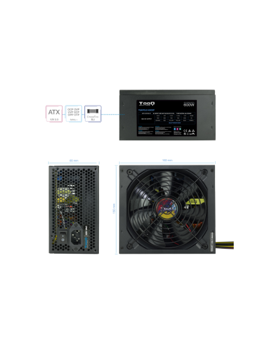 TooQ TQAPOLO-600SP unidad de fuente de alimentación 600 W 20+4 pin ATX ATX Negro