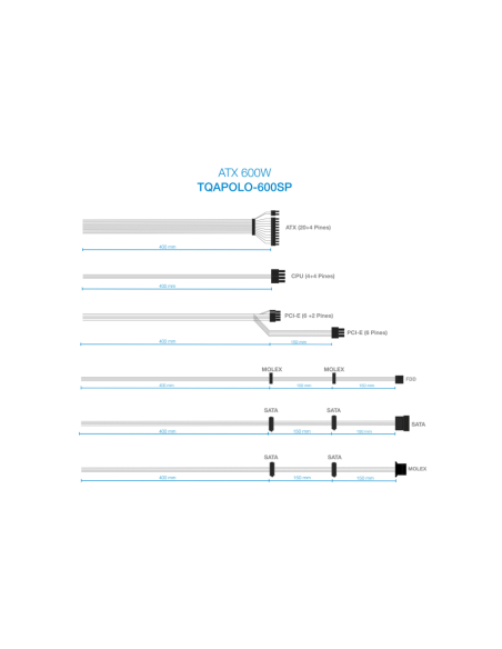 TooQ TQAPOLO-600SP unidad de fuente de alimentación 600 W 20+4 pin ATX ATX Negro