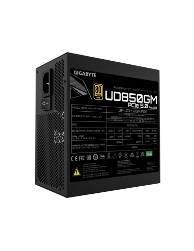 GIGABYTE UD850GM PG5 V2 Fuente de Alimentación – PCIe Gen 5.1, 80 PLUS Gold, Diseño completamente modular, Ventilador de 120 mm,