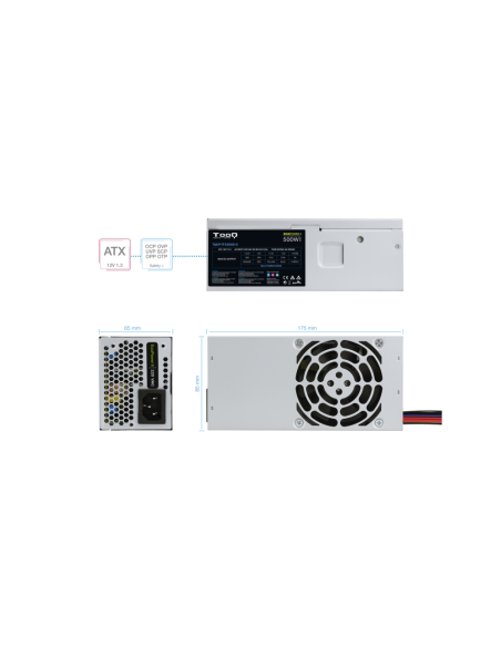 TooQ Ecopower II TFX OEM unidad de fuente de alimentación 500 W 20+4 pin ATX Plata