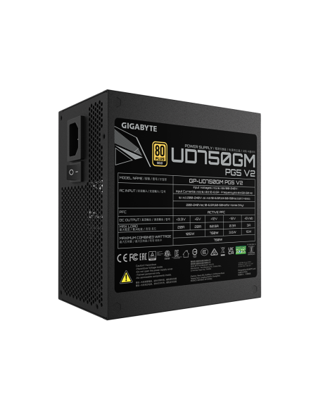 GIGABYTE UD750GM PG5 V2 Fuente de Alimentación – PCIe Gen 5.1, 80 PLUS Gold, Diseño completamente modular, Ventilador de 120 mm,