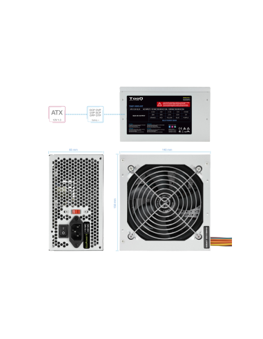 TooQ TQEP-500S-INT unidad de fuente de alimentación 500 W 24-pin ATX ATX Plata