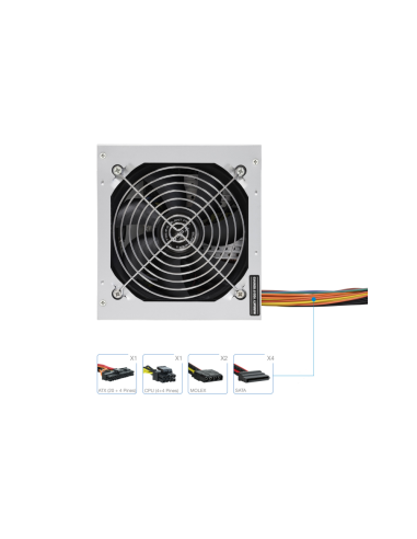 TooQ TQEP-500SSE unidad de fuente de alimentación 500 W 24-pin ATX ATX Plata