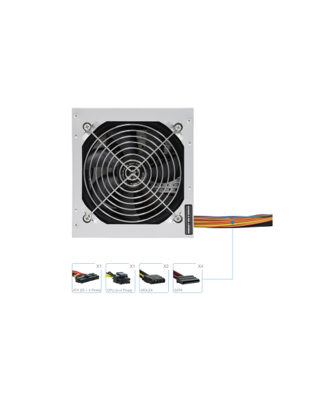 TooQ TQEP-500SSE unidad de fuente de alimentación 500 W 24-pin ATX ATX Plata