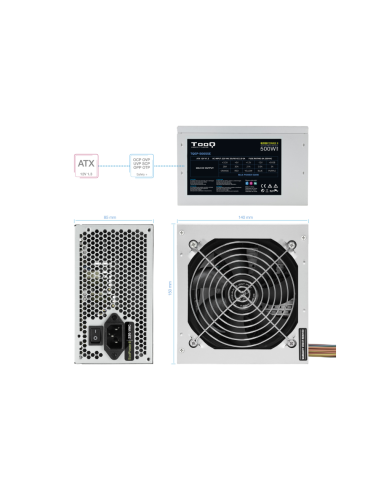 TooQ TQEP-500SSE unidad de fuente de alimentación 500 W 24-pin ATX ATX Plata