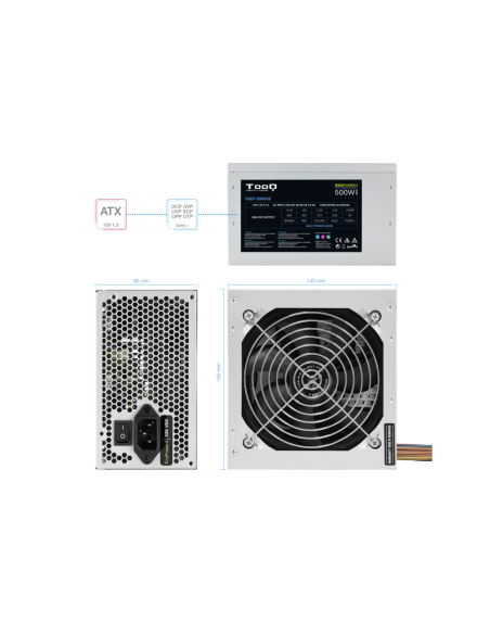 TooQ TQEP-500SSE unidad de fuente de alimentación 500 W 24-pin ATX ATX Plata