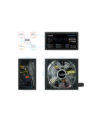 TooQ TQXGEII-800SAP unidad de fuente de alimentación 800 W 20+4 pin ATX ATX Negro