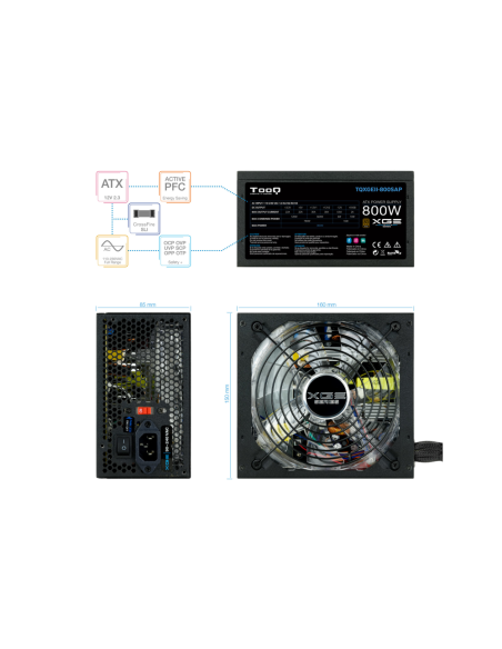 TooQ TQXGEII-800SAP unidad de fuente de alimentación 800 W 20+4 pin ATX ATX Negro