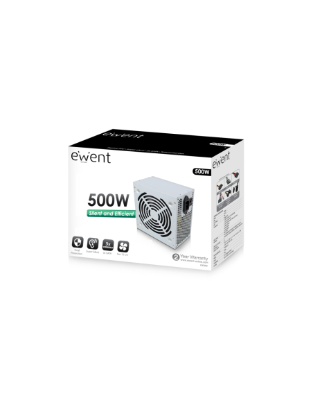 Ewent EW3909 unidad de fuente de alimentación 500 W 20+4 pin ATX ATX Gris