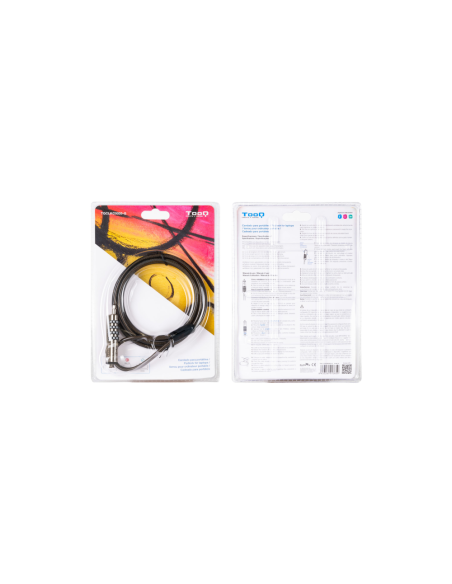 TooQ Cable de Seguridad Tipo NANO con Combinación para Portátiles 1.5 metros, Gris Oscuro