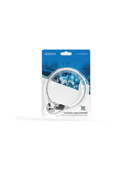 AISENS Cable de Seguridad con Cerradura de Llave para Ordenador, Monitor, Portatil 1.5 m