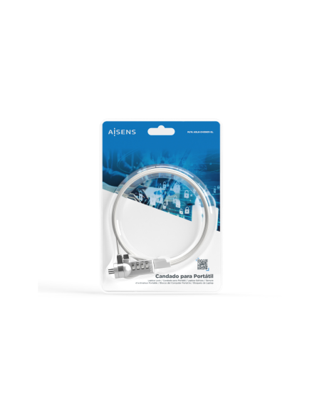 AISENS Cable de Seguridad con Cerradura de Combinacion para Ordenador, Monitor, Portatil 1.5M