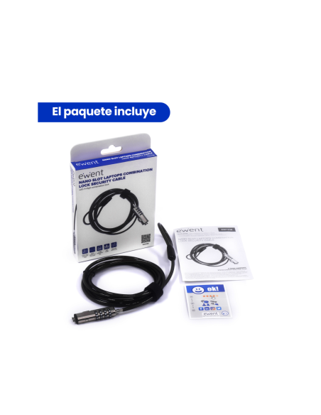 Ewent EW1238 cable antirrobo Negro 1,8 m