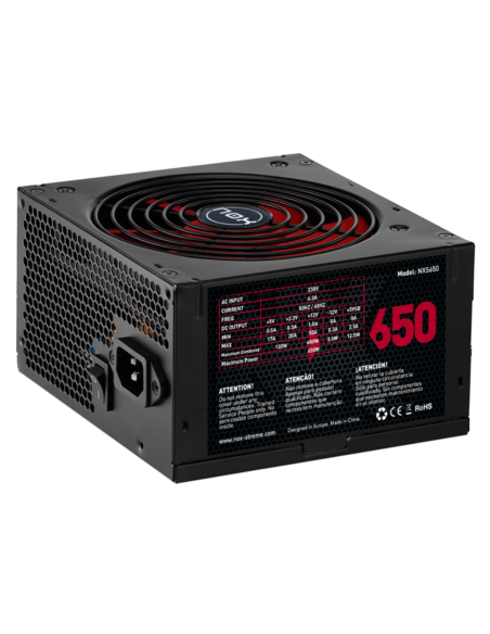 NOX NXS650 unidad de fuente de alimentación 650 W 20+4 pin ATX Negro, Rojo