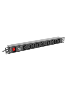 Lanberg PDU-10I-0200-IEC-BK unidad de distribución de energía (PDU) 10 salidas AC 1U Negro