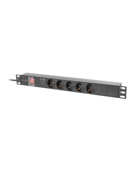 Lanberg PDU-05F-0200-BK unidad de distribución de energía (PDU) 5 salidas AC 1U Negro