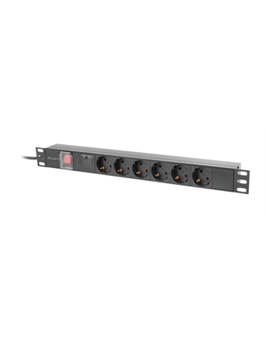 Lanberg PDU-06F-0200-BK unidad de distribución de energía (PDU) 6 salidas AC 1U Negro