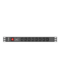 Lanberg PDU-08I-0200-C20-BK unidad de distribución de energía (PDU) 8 salidas AC 1U Negro