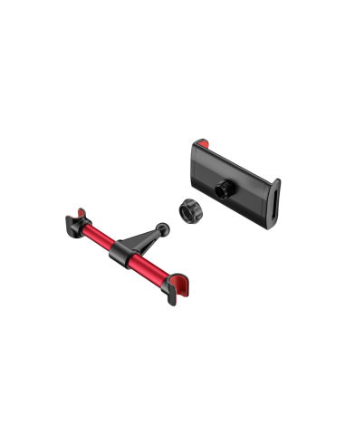 AISENS Soporte Coche Ajustable (1 Pivote) Para Reposacabezas Para Telefono / Tablet, Rojo