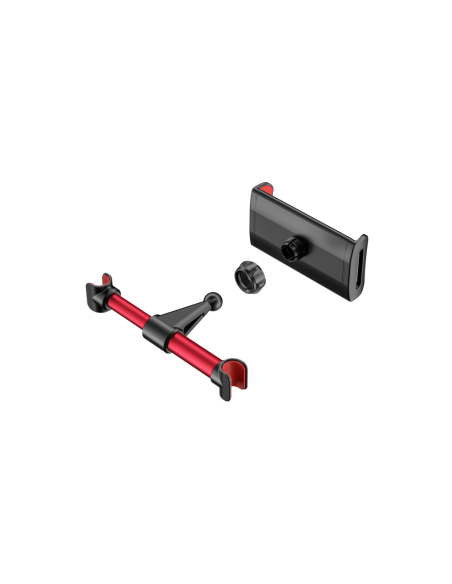AISENS Soporte Coche Ajustable (1 Pivote) Para Reposacabezas Para Telefono / Tablet, Rojo