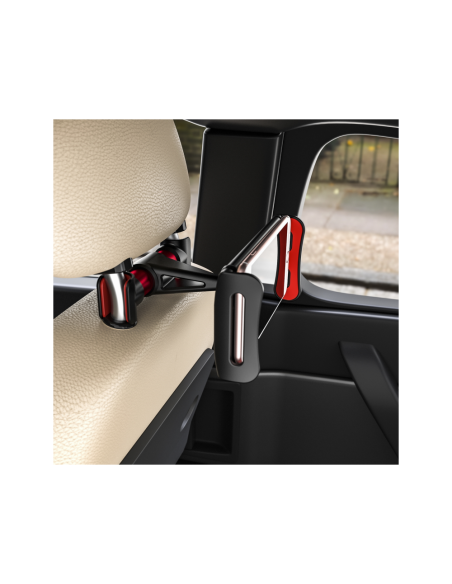 AISENS Soporte Coche Ajustable (1 Pivote) Para Reposacabezas Para Telefono / Tablet, Rojo