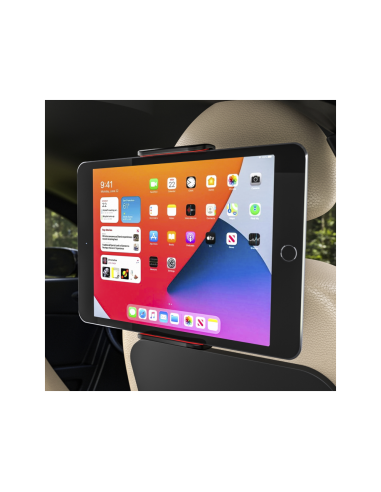 AISENS Soporte Coche Ajustable (1 Pivote) Para Reposacabezas Para Telefono / Tablet, Rojo