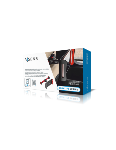 AISENS Soporte Coche Ajustable (1 Pivote) Para Reposacabezas Para Telefono / Tablet, Rojo