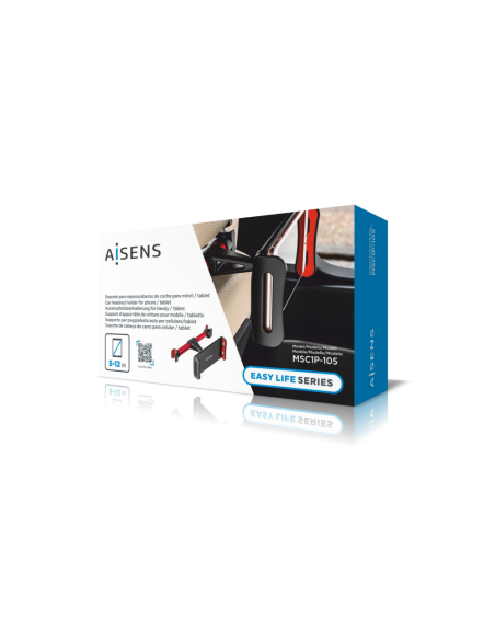 AISENS Soporte Coche Ajustable (1 Pivote) Para Reposacabezas Para Telefono / Tablet, Rojo