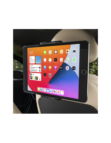 AISENS Soporte Coche Ajustable (1 Pivote) Para Reposacabezas Para Telefono / Tablet, Negro