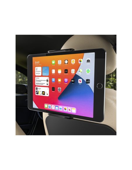 AISENS Soporte Coche Ajustable (1 Pivote) Para Reposacabezas Para Telefono / Tablet, Negro