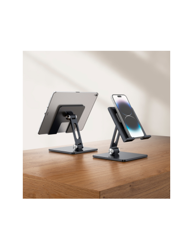 AISENS Soporte de Sobremesa Tamaño XXL Ajustable (2 Pivotes) para Movil / Tablet, Gris