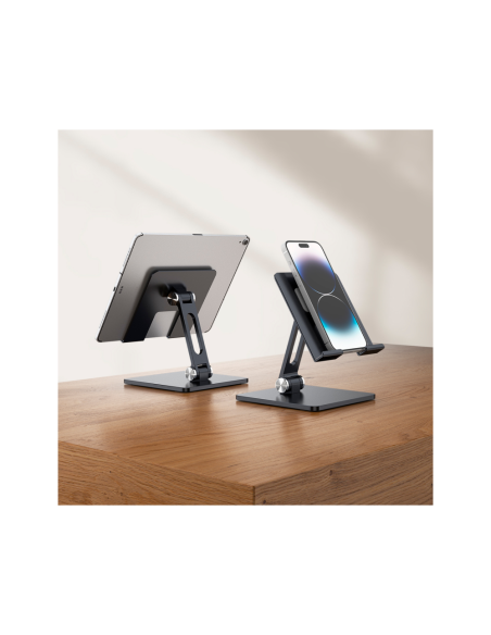 AISENS Soporte de Sobremesa Tamaño XXL Ajustable (2 Pivotes) para Movil / Tablet, Gris