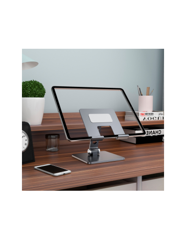 AISENS Soporte de Sobremesa Tamaño XXL Ajustable (2 Pivotes) para Movil / Tablet, Gris