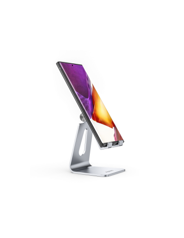 AISENS Soporte De Sobremesa Tamaño M Ajustable (1 Pivote) Para Movil / Tablet, Plata