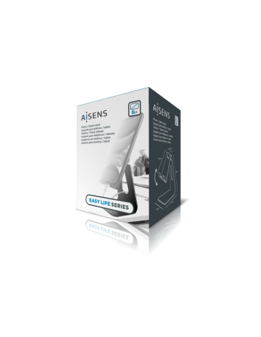 AISENS Soporte De Sobremesa Tamaño M Ajustable (1 Pivote) Para Movil / Tablet, Plata