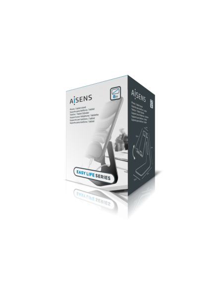 AISENS Soporte De Sobremesa Tamaño M Ajustable (1 Pivote) Para Movil / Tablet, Plata