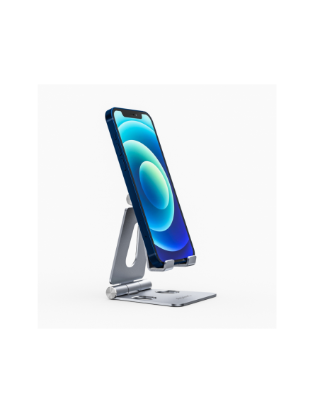 AISENS Soporte De Sobremesa Tamaño M Ajustable (2 Pivotes) Para Movil / Tablet, Plata