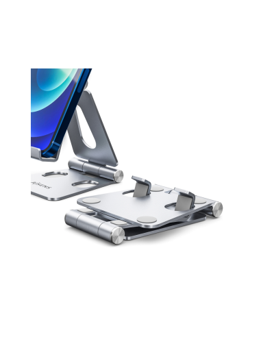 AISENS Soporte De Sobremesa Tamaño M Ajustable (2 Pivotes) Para Movil / Tablet, Plata