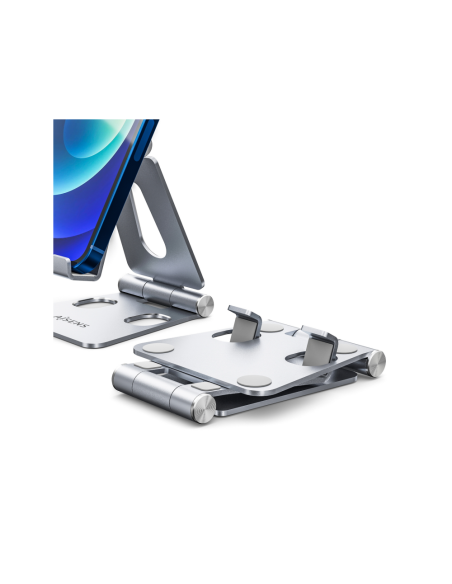AISENS Soporte De Sobremesa Tamaño M Ajustable (2 Pivotes) Para Movil / Tablet, Plata