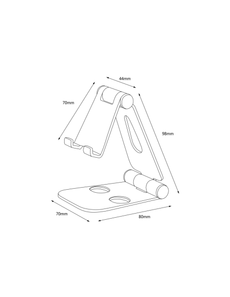 AISENS Soporte De Sobremesa Tamaño M Ajustable (2 Pivotes) Para Movil / Tablet, Plata
