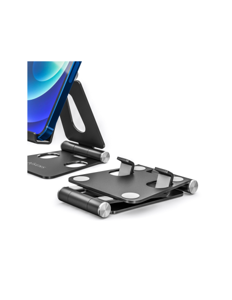 AISENS Soporte De Sobremesa Tamaño M Ajustable (2 Pivotes) Para Movil / Tablet, Negro